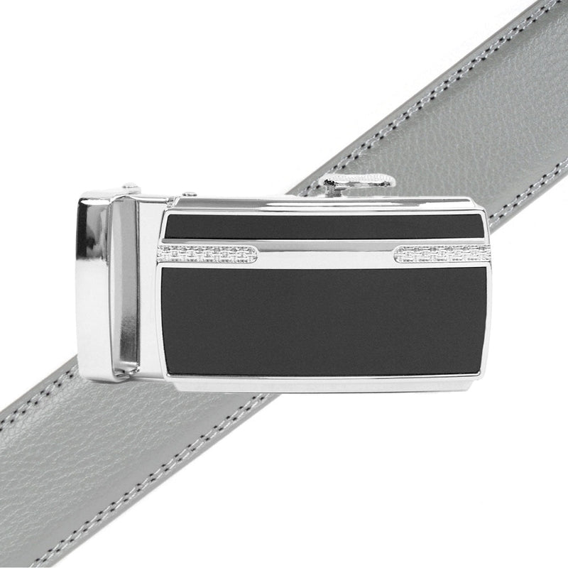 Men's Genuine Leather Sliding Buckle Ratchet Belt MGLBB24 - Bundle Bus