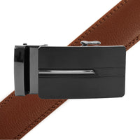 Men's Genuine Leather Sliding Buckle Ratchet Belt MGLBB27 - Bundle Bus