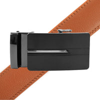 Men's Genuine Leather Sliding Buckle Ratchet Belt MGLBB27 - Bundle Bus