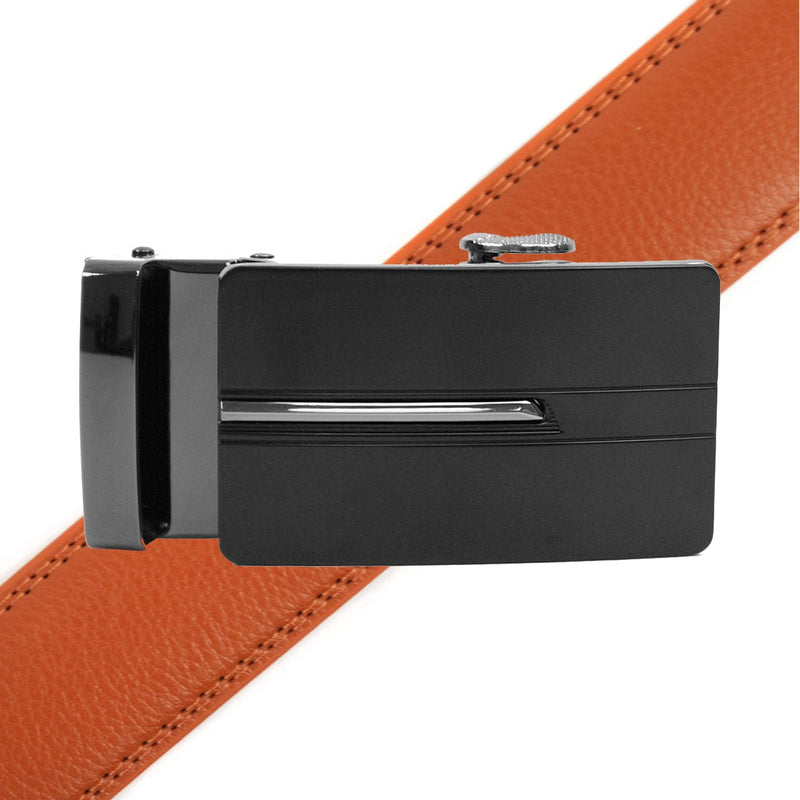 Men's Genuine Leather Sliding Buckle Ratchet Belt MGLBB27 - Bundle Bus