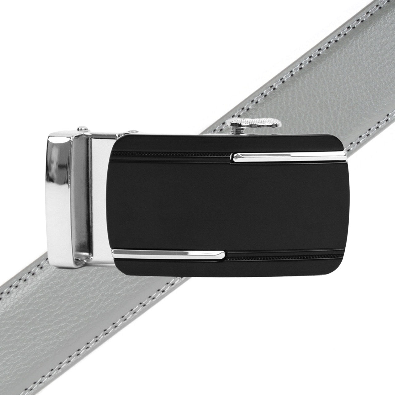 Men's Genuine Leather Sliding Buckle Ratchet Belt MGLBB30 - Bundle Bus