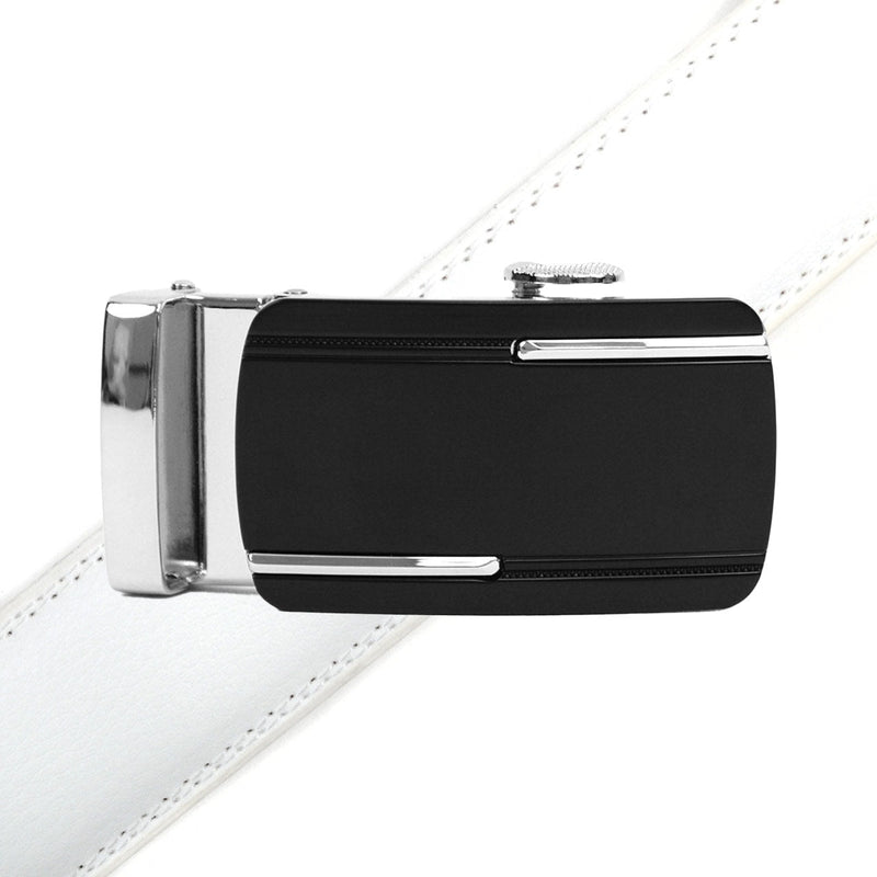 Men's Genuine Leather Sliding Buckle Ratchet Belt MGLBB30 - Bundle Bus