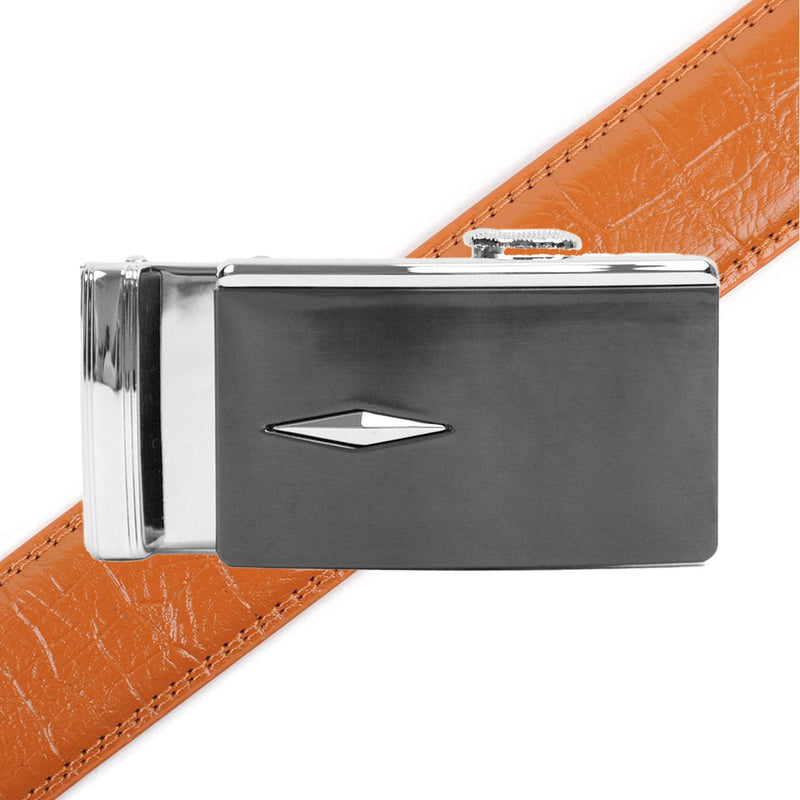 Men's Genuine Leather Sliding Buckle Ratchet Belt MGLBB35 - Bundle Bus