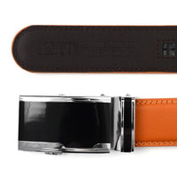 Men's Genuine Leather Sliding Buckle Ratchet Belt MGLBB36 - Bundle Bus