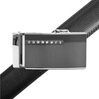 Men's Genuine Leather Sliding Buckle Ratchet Belt MGLBB37 - Bundle Bus