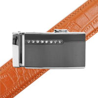 Men's Genuine Leather Sliding Buckle Ratchet Belt MGLBB37 - Bundle Bus