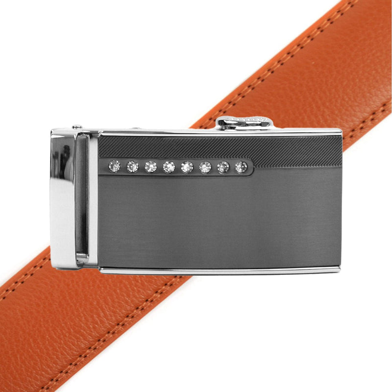 Men's Genuine Leather Sliding Buckle Ratchet Belt MGLBB37 - Bundle Bus