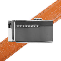 Men's Genuine Leather Sliding Buckle Ratchet Belt MGLBB37 - Bundle Bus