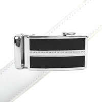 Men's Genuine Leather Sliding Buckle Ratchet Belt MGLBB43 - Bundle Bus