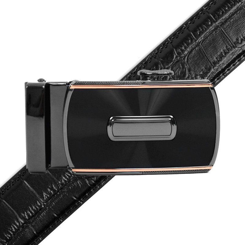 Men's Genuine Leather Sliding Buckle Ratchet Belt MGLBB46 - Bundle Bus