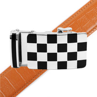 Men's Genuine Leather Sliding Buckle Ratchet Belt MGLBB5 - Bundle Bus