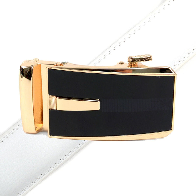 Men's Genuine Leather Sliding Buckle Ratchet Belt - MGLBB52 - Bundle Bus