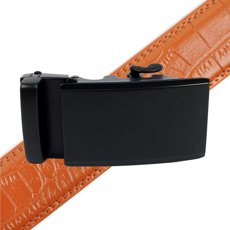 Men's Genuine Leather Sliding Buckle Ratchet Belt - MGLBB53 - Bundle Bus