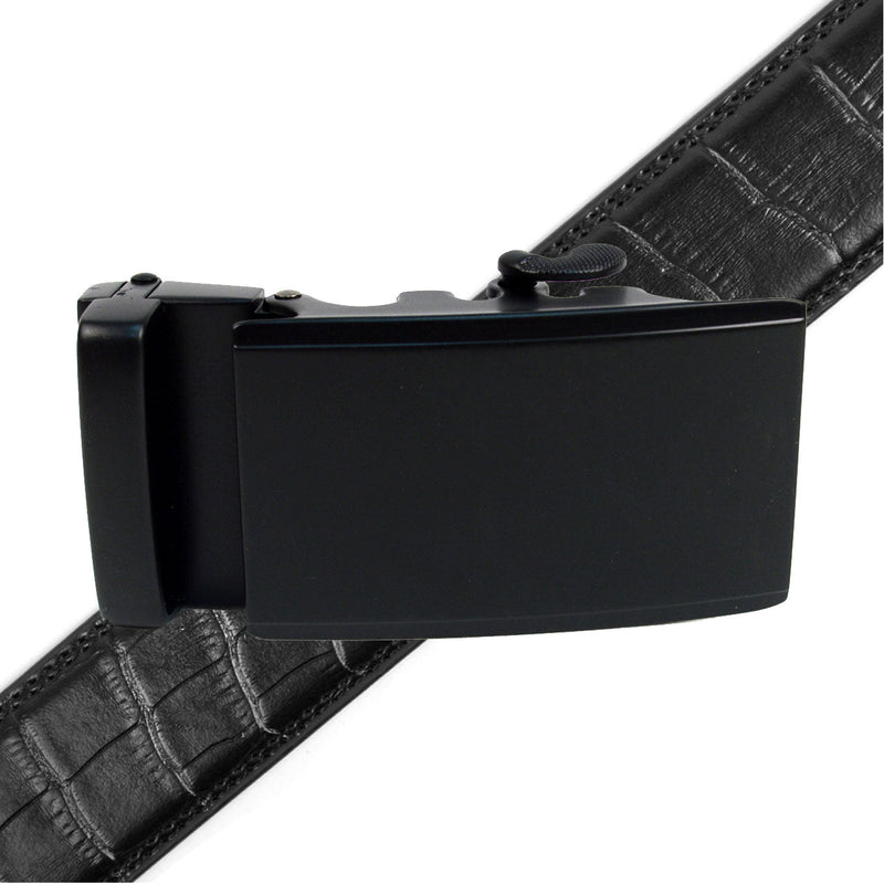 Men's Genuine Leather Sliding Buckle Ratchet Belt - MGLBB53 - Bundle Bus