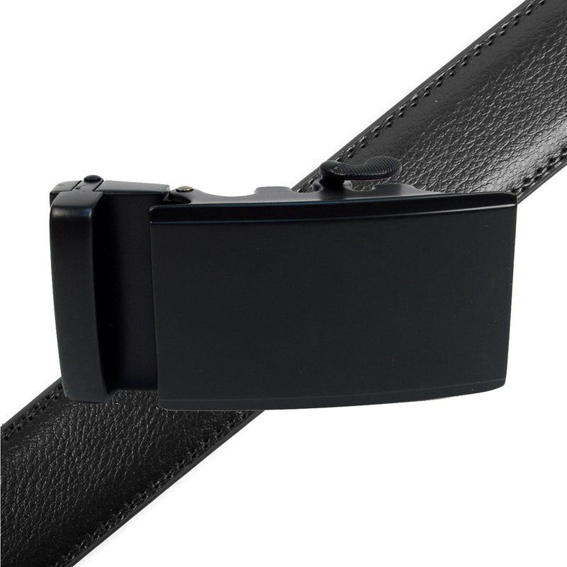 Men's Genuine Leather Sliding Buckle Ratchet Belt - MGLBB53 - Bundle Bus