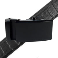 Men's Genuine Leather Sliding Buckle Ratchet Belt - MGLBB53 - Bundle Bus