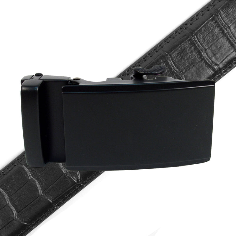 Men's Genuine Leather Sliding Buckle Ratchet Belt - MGLBB53 - Bundle Bus