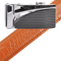 Men's Genuine Leather Sliding Buckle Ratchet Belt MGLBB6 - Bundle Bus