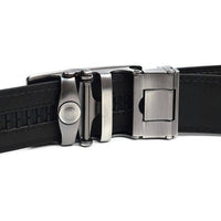 Men's Genuine Leather Sliding Buckle Ratchet Belt MGLBB6 - Bundle Bus
