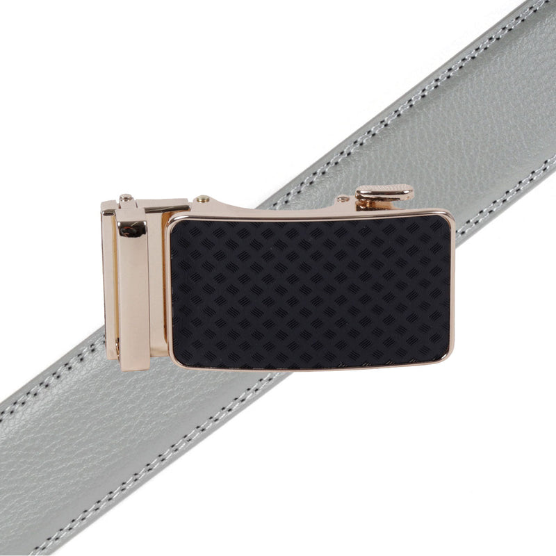 Men's Genuine Leather Sliding Buckle Ratchet Belt--MGLBB66 - Bundle Bus