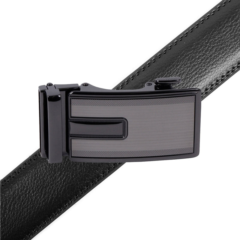 Men's Genuine Leather Sliding Buckle Ratchet Belt-MGLBB67 - Bundle Bus