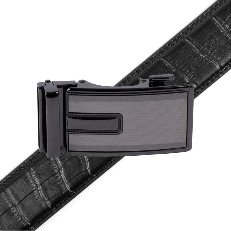 Men's Genuine Leather Sliding Buckle Ratchet Belt-MGLBB67 - Bundle Bus