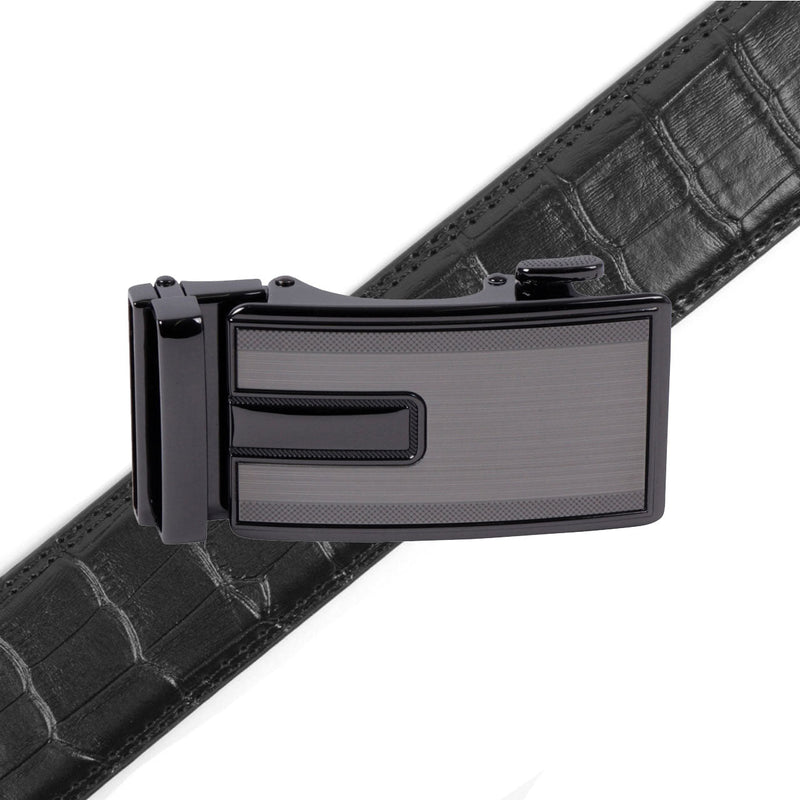 Men's Genuine Leather Sliding Buckle Ratchet Belt-MGLBB67 - Bundle Bus