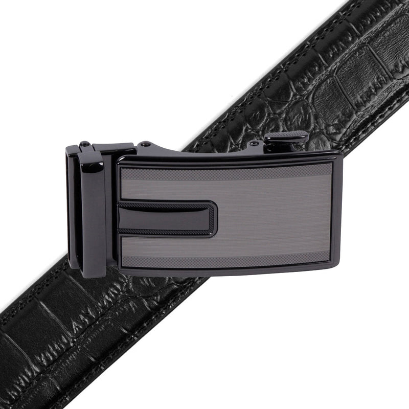 Men's Genuine Leather Sliding Buckle Ratchet Belt-MGLBB67 - Bundle Bus