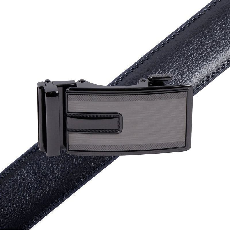 Men's Genuine Leather Sliding Buckle Ratchet Belt-MGLBB67 - Bundle Bus