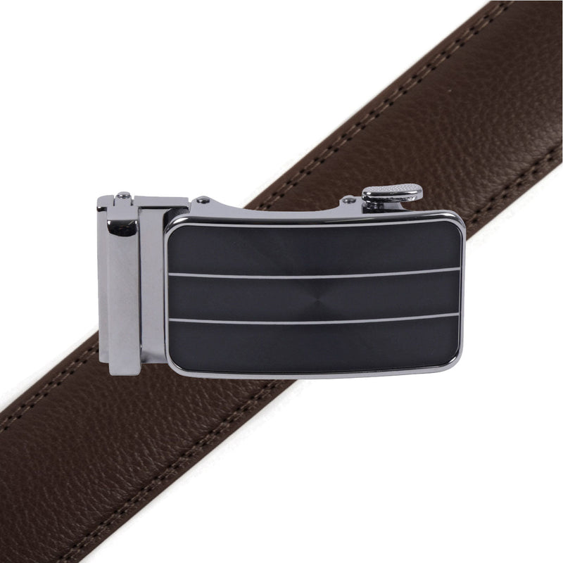 Men's Genuine Leather Sliding Buckle Ratchet Belt-MGLBB68 - Bundle Bus