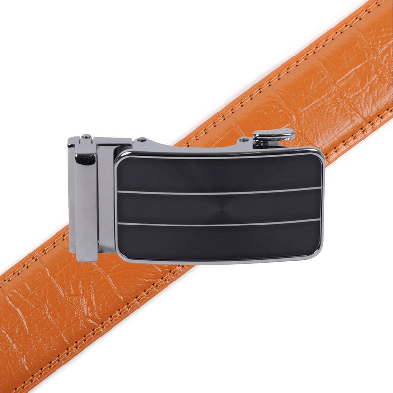 Men's Genuine Leather Sliding Buckle Ratchet Belt-MGLBB68 - Bundle Bus