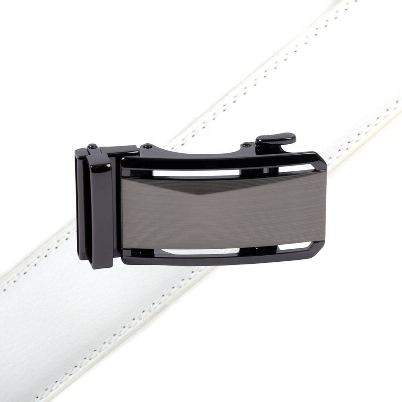Men's Genuine Leather Sliding Buckle Ratchet Belt-MGLBB69 - Bundle Bus