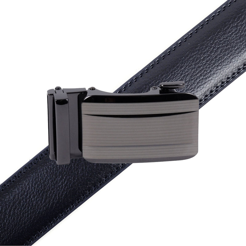 Men's Genuine Leather Sliding Buckle Ratchet Belt-MGLBB70 - Bundle Bus