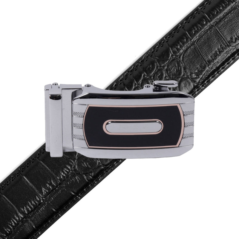 Men's Genuine Leather Sliding Buckle Ratchet Belt-MGLBB73 - Bundle Bus