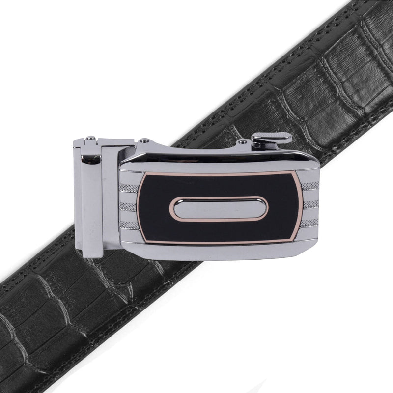 Men's Genuine Leather Sliding Buckle Ratchet Belt-MGLBB73 - Bundle Bus