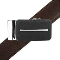 Men's Genuine Leather Sliding Buckle Ratchet Belt MGLBB8 - Bundle Bus