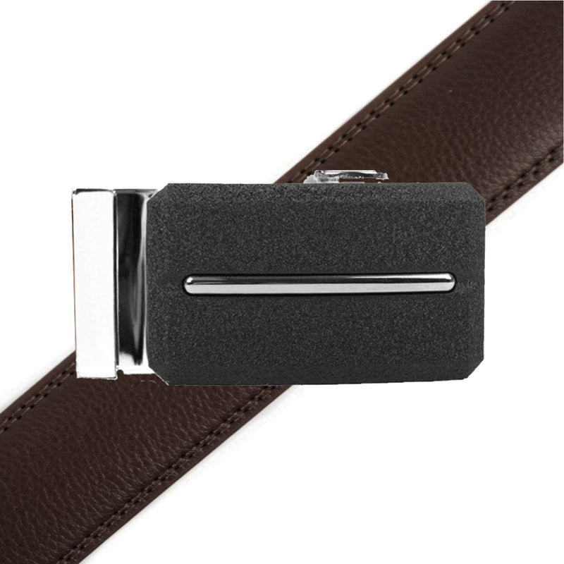 Men's Genuine Leather Sliding Buckle Ratchet Belt MGLBB8 - Bundle Bus