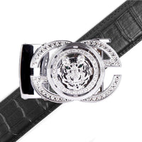 Men's Lion Rotating Bling Ratchet Belt- MGLBB54-SIL - Bundle Bus