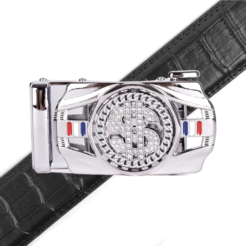 Men's Money Rotating Bling Ratchet Belt-MGLBB62-SIL - Bundle Bus
