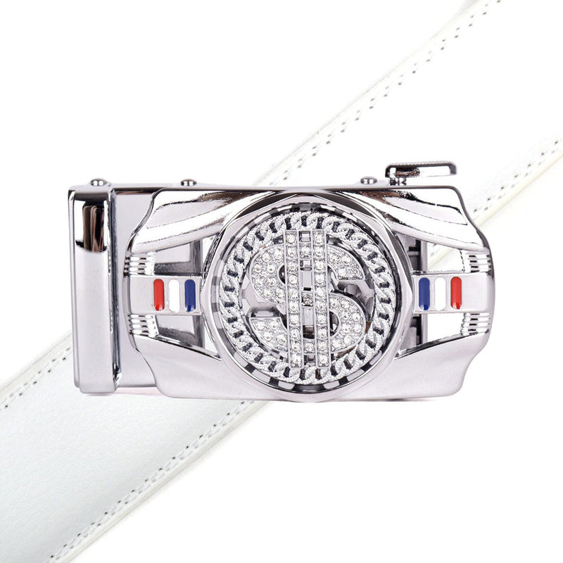Men's Money Rotating Bling Ratchet Belt-MGLBB62-SIL - Bundle Bus