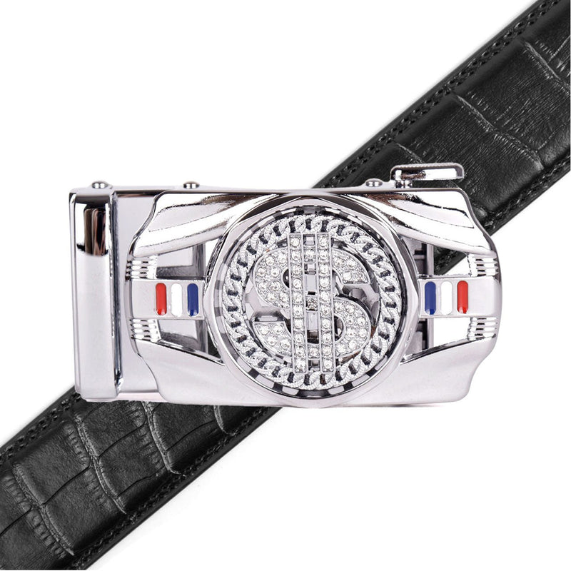Men's Money Rotating Bling Ratchet Belt-MGLBB62-SIL - Bundle Bus