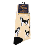 Men's Novelty Siberian Husky Dog Socks - NVS19431-BEI - Bundle Bus