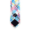 Men's Pink Blue Plaid 2.25" Cotton Slim Tie - MPPW1713 - Bundle Bus