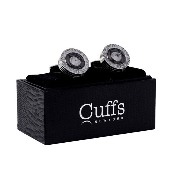 Silver Gun Metal Round Cufflinks-CL1830 - Bundle Bus