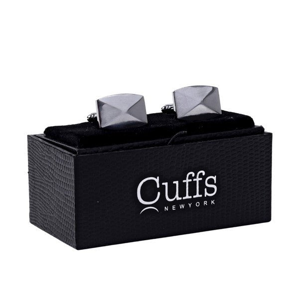 Silver Pyramid Rectangle Cufflinks-CL1827 - Bundle Bus