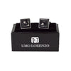 Silver-tone Crystal Black Stone Square Brass Cufflinks - Bundle Bus