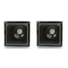 Silver-tone Crystal Black Stone Square Brass Cufflinks - Bundle Bus