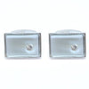 Silver-tone Crystal White Stone Rectangle Brass Cufflinks - Bundle Bus
