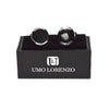 Silver Two Line Black Round Brass Cufflinks - Bundle Bus