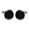 Silver Two Line Black Round Brass Cufflinks - Bundle Bus